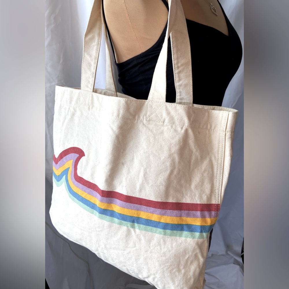 Madewell Insider 2020 Collectible Canvas Tote with Multi-Color Wave Stripes